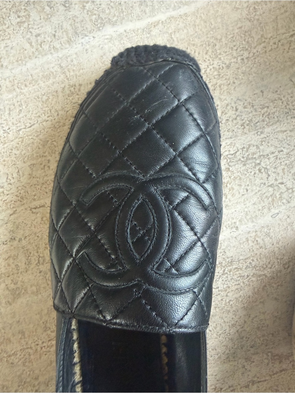 CHANEL Black Quilted Leather Espadrille Flats with CC Logo - Picture 5 of 16
